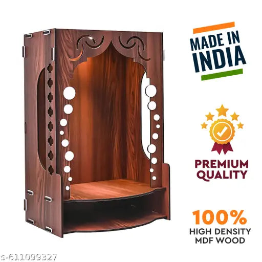 Divinity Decor MDF Wooden Temple for Home | Laminated Pooja Mandir | Assembly Required | 16x9x11 Inch Puja Stand for Shop Office | Big Temple - Mandir - 23