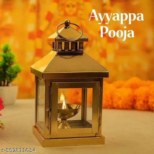 Akhand Diya Stand For Home Temple Pooja , Akhand Diya , Diya Stand With Glass Cover , lantern with candle , decorative laltern