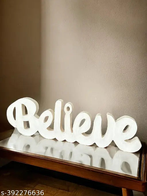 Bellu Believe White Aesthetic Table Decor - Ideal for Home Study Desk or Office Table. Quirky Room Decoration Showpiece, Perfect for Birthdays and Corporate Gifting.