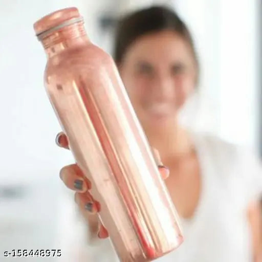 Craftzilla Pure Copper Leak Proof Bottle With Plain Shine Finish Design,Drinkware & Storage Purpose, Ayurvedic Health Benefits  Pack Of 2 Bottles Capacity 1 Litre
