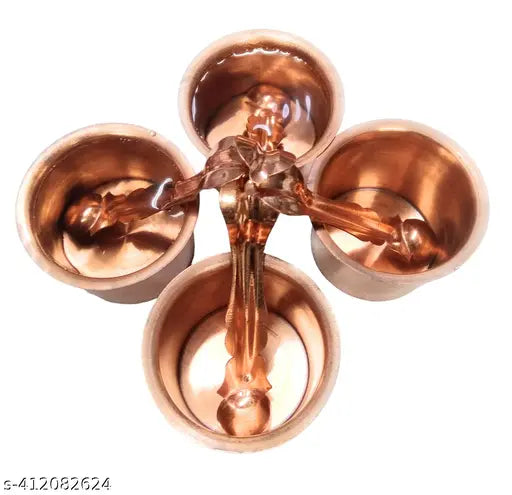 Copper Panchpatra With Aachmani In For Purpose Of Home Temple, Havan And puja (4 Set Of ) Panchpatra with Achmani