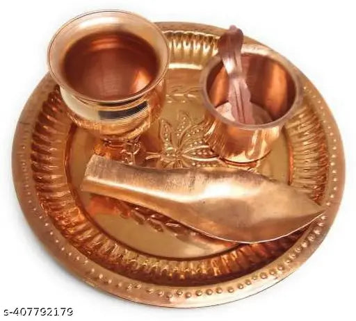 Copper made panchpatra & Pali (Achmani) set