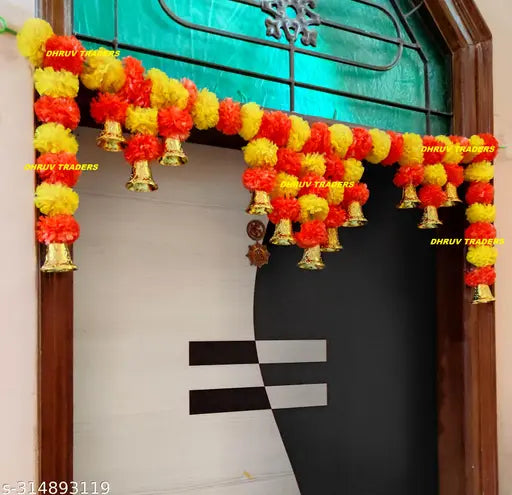 DEITY DT LIFE STYLES Home Décor Artificial yellow and orange flower door hanging traditional navratri and diwali toran