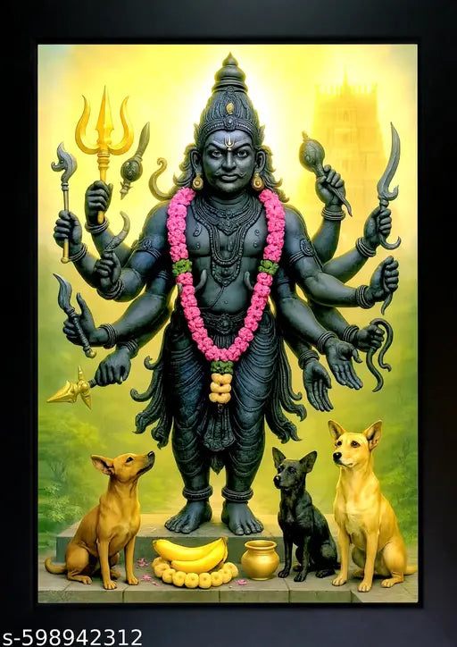 Kala Bhairava Photo Frame | Kala Bhairava Painting For Home Decoration And Pooja Room ( 7x9 ) Inch