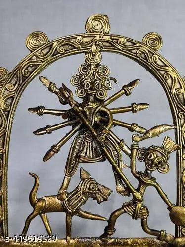 Decorative Dokra Durga Idol | Brass | Height 16 Cm.