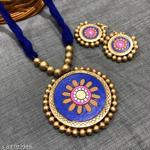 LIMITED STOCK !! Beautiful Trendy Designer Handmade Artwork Terracotta(Clay work) Jewellery