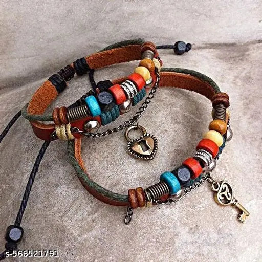 Brown and gold-toned wraparound bracelet