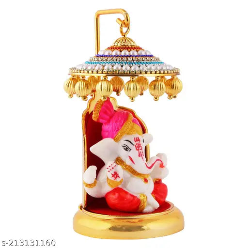 Lord Ganesh idol are meticulously crafted, showcasing intricate design and craftsmanship. Gold-Plated Chatri with Ganesh is a sacred combination that brings divine blessings to your car dashboard and pooja mandir.