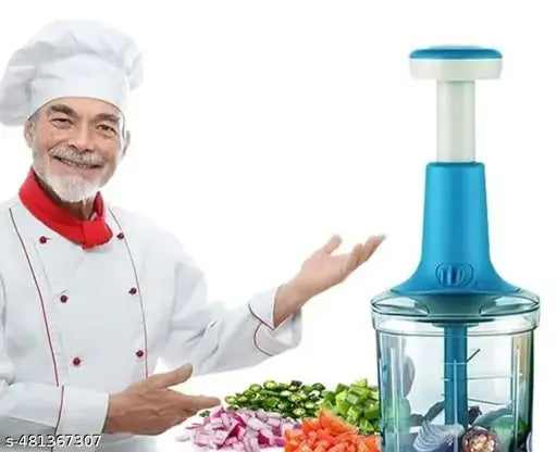 halston  Manual Hand Press Push Chopper Mixer Cutter with Blades for Effortless Chopping Vegetables Cut Onion, Salad, Tomato, Potato & Fruits (650 ML) (Multicolor)