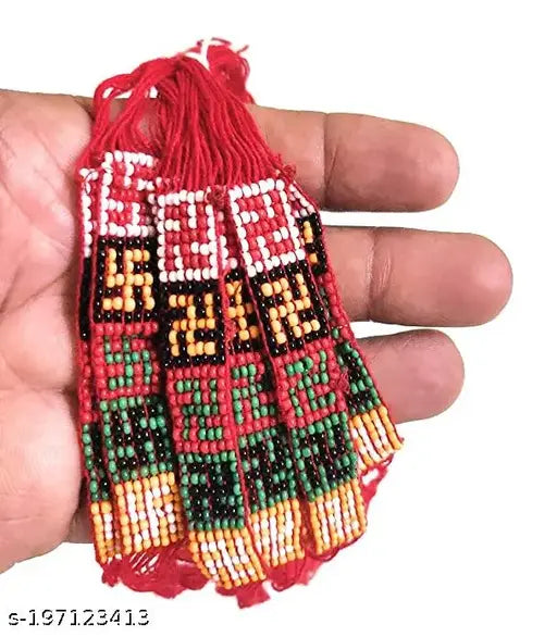 MA Retail Swastik Band Fashion Beaded Red Bracelet for Girls/Boys Synthetic Plastic Beads
