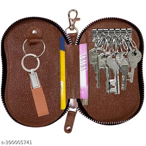 100% Genuine Leather Key Case Pouch | Key Holder for Men & Women (Set Of 1,Tan)