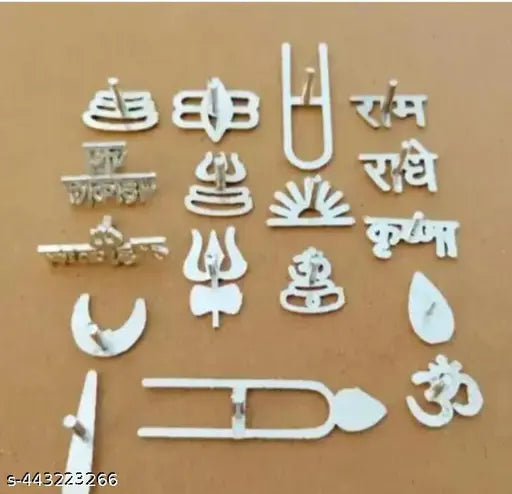 Puja Article Puja Samagri puja thali set Tilak Stamp Free With Manglam Red Chandan Box (Pack of 18)