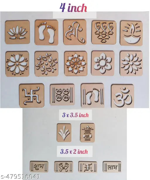 Mdf rangoli stencil chapa 20 design mix size home decor temple rangoli entrance devpuja religious muggulu , kolam