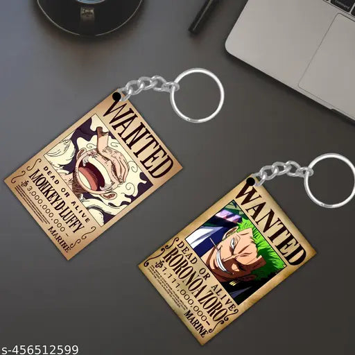 One Piece Anime Printed Acrylic Keychains | Pack of 4 | Trendy Key Rings for Car, Bike, Scooty & Bag | Perfect Gift for Anime Lovers