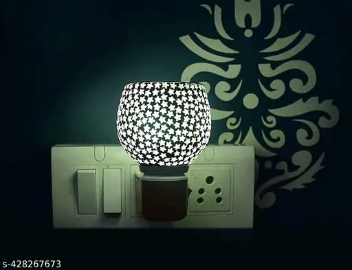 Kapur Dani Electrical Camphor Diffuser. Glass Kapoor Dani & Essential Oil Diffuser with On Off Switch to Toggle Between Burner & Lamp(White Star)
