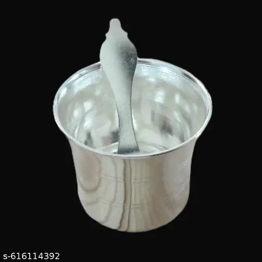 German Silver Panchapatra Udharini Set| Panchapatra with Spoon | Traditional German Silver Pooja Items for Daily Rituals and Festivals