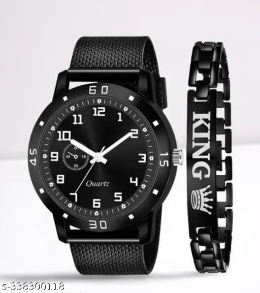 Stylish analogue watches wrist watch pu belt black colour watch for men and boys