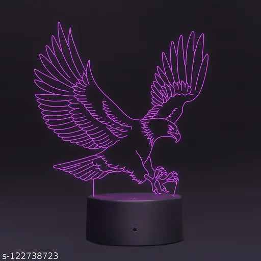 StarLaser 3D Illusion Eagle Bird Night lamp for Home Decor Light 7 Color Changing Light with Smart Touch Button Night Lights