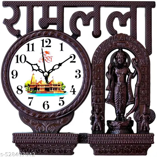 The Ramlala Wall Clock is a beautifully crafted timepiece that combines spiritual significance with functional design