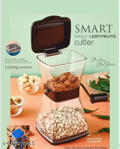 Blluex Smart Chilli & Dry Fruit Cutter, Kitchen Gadgets for Dry Fruit & Vegetable Chopper, Badam Onion Chilli Cutter Machine with Stainless Steel Blade