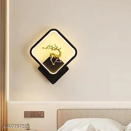 Glintac Black Body Home Decore Led Fancy Wall Light,Night Lamp,Decorative Lamp,Wall Hanging Lights for Bedroom,Living Room, Warm White(Square full Deer Bk)