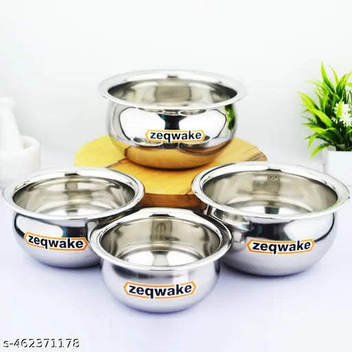 Stainless Steel Handi Set Tope /   Tapeli /  Cookware Set Handi (4 Pieces, 1500ml,1000ml,750ml,500ml)