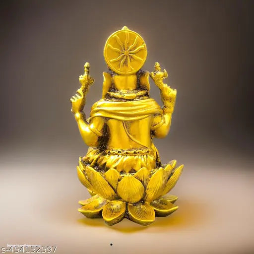Sai Collection Gold Plated Polyresin Ganesh Idol Murti For Ganesh Chaturthi Gift, Diwali Gift  Resin Ganesh Sitting On Lotus Idol Decorative Showpiece