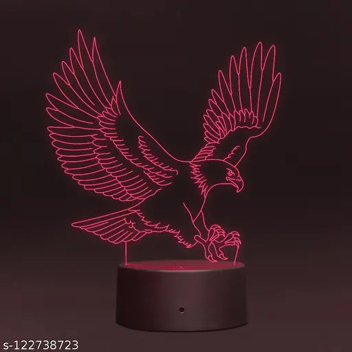 StarLaser 3D Illusion Eagle Bird Night lamp for Home Decor Light 7 Color Changing Light with Smart Touch Button Night Lights