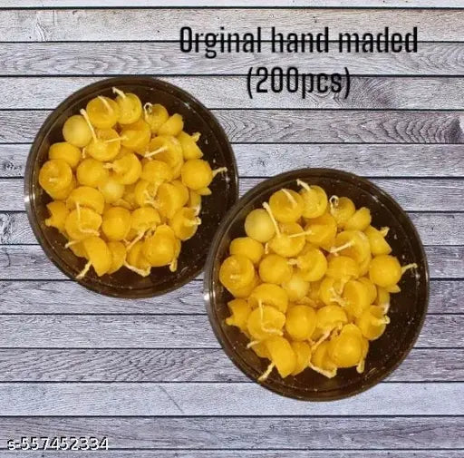 Cow Ghee Round Diya Batti – 200 Pack | Long-Lasting Pooja Wicks | Pure Handmade Ghee Jyot for Daily Rituals & Celebrations