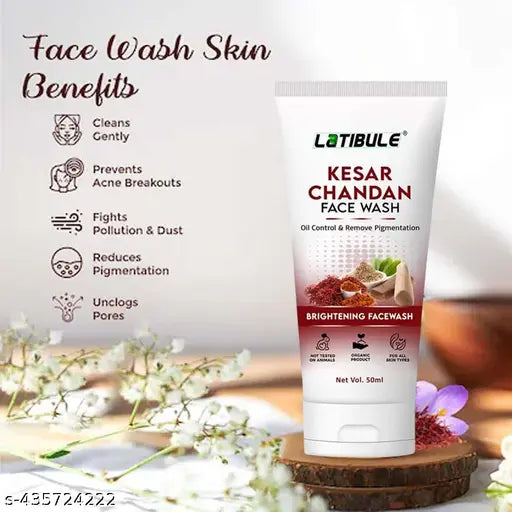 Latibule Kesar Chandan Face Wash, Skin Lightening & Tan Removal Face wash,Oil Controal & Remove Pigmentation Tan Removal Face Wash, All Skin Types Face Wash 50ml(Pack of 1)