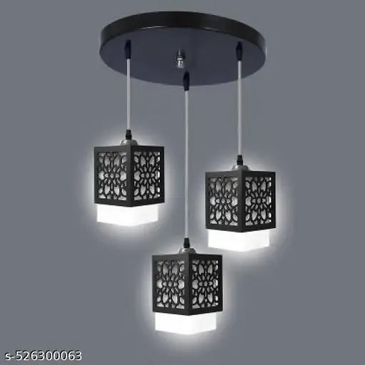 G Gojeeva Wooden Design Hanging Pendant Ceiling Light for Home Decoration Fancy Stylish Lighting Living Room, Kitchen Indoor Fixture (Bulb not include)