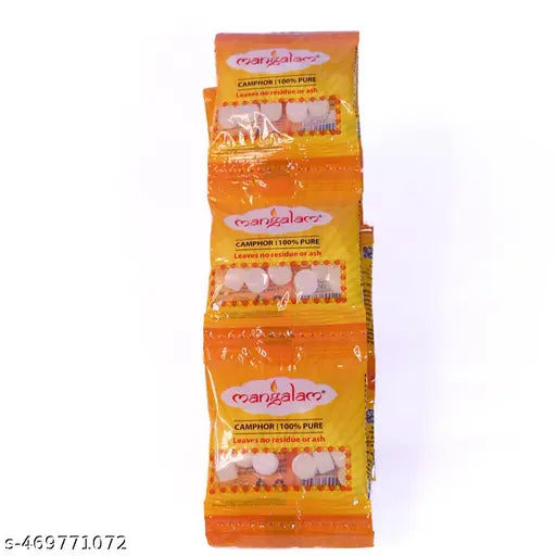 MANGALAM Camphor Tablet 2gm (Small Round) Pouch - Pack of 60 | 100% Pure | For Puja, Festivals & Other Religious Ritual | No Dangerous Chemicals | Leaves No Residue Or Ash