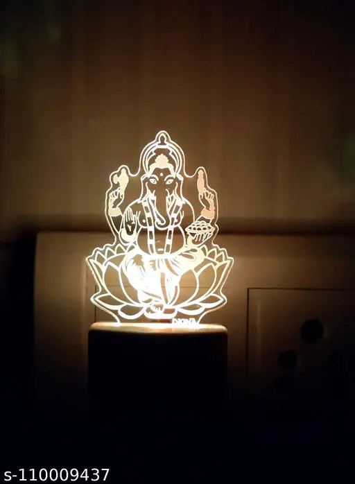 DIONA Night Lamp Ganpati 3D Illusion Led Night Light Multi Color Changing Night Light Ganesh Night Lamp Divine Return Gift Mandir Pooja Room kids Room