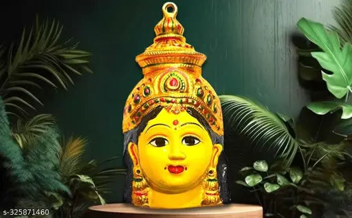 Shivoo Fashion 7inch Metal Varamahalakshmi Face Idol with Jewels (Yellow)