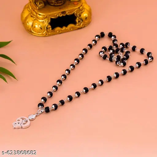 Karungali silver plated mala with Murugan Vel Locket original Ebony wood Beads primium Quality 8 mm 54 Beads Lab certified