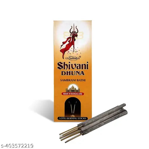 Adhvik Pack of 1 (8 Sticks Per Pack) Misbah's Shivani Dhuna Sambrani Bathi Long Burning Incense Sticks for Smoke, Extra Freshness, Home Temple Worship, Peace & Harmony, Purification, Atmosphere Positive Energy, Havan Poojan, Aarti