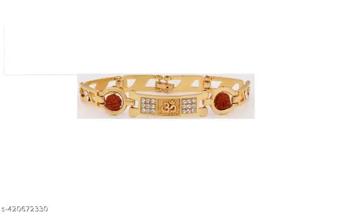 Gold-Plated Rudraksha Spiritual Bracelet,GOLD PLATED RUDRAKSH BRESLATE ,RAKHI ,RUDRAKSH RAKHI ,NEW STYLE BRESLATE FOR MAN