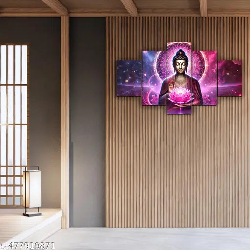 Lord Buddha Painting Artwork Digital Reprint 18 inch x 30 inch Painting (Without Frame, Pack of 5)