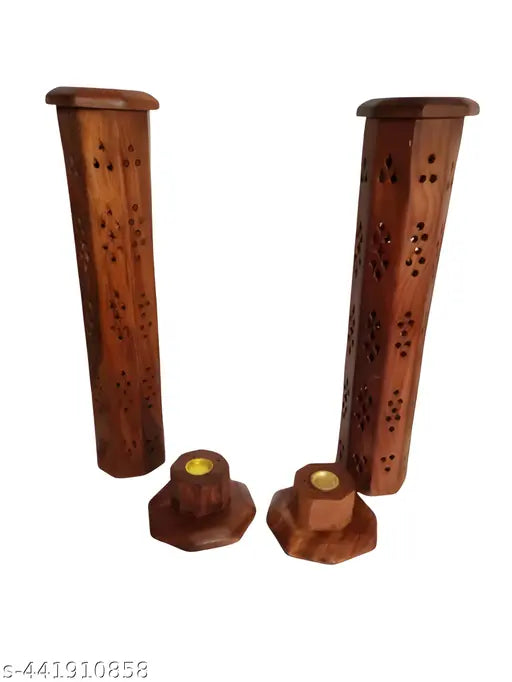 Wooden Incense Stick Holder Set of 2| Dhoopbatti Holder | Incense Burner Lobandan | Temple Decoration | Incense Stick Stand |Fragrance Stand Holder | Mandir Item | Agarbatti Stand
