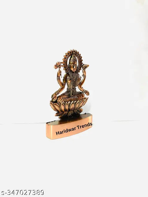 Haridwar trends Goddess Laxmi Idol Showpiece Copper Plated Lakshmi Murti Statue 11 cm (Metal, Brown) for Home Puja Decor Gifting Decorative Item, Lakshmi Ji ki Murti