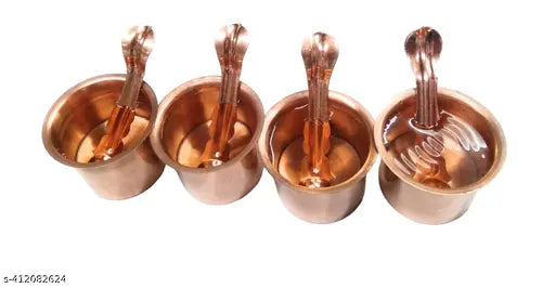 Copper Panchpatra With Aachmani In For Purpose Of Home Temple, Havan And puja (4 Set Of ) Panchpatra with Achmani