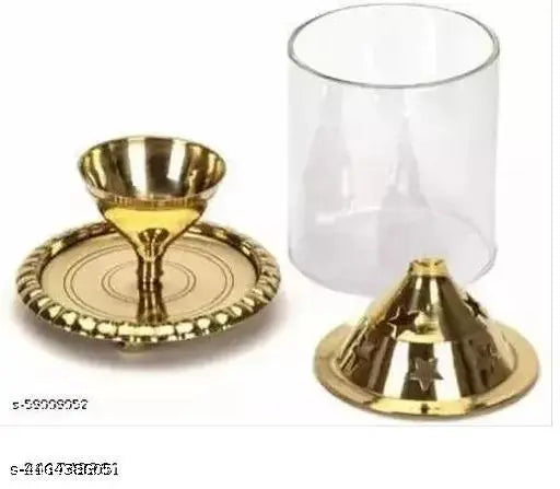 SANSKAARI Brass Akhand Diya | Akhand Deepak/Dia | Akhand Jyot | Magical Lantern Brass Diya | Decorative Brass Crystal Oil Lamp | Tea Light Holder Lantern | Puja Lamp Brass Table Diya Brass Table Diya (Height: 5 inch) Brass (Pack of 1) Table Diya (Height: