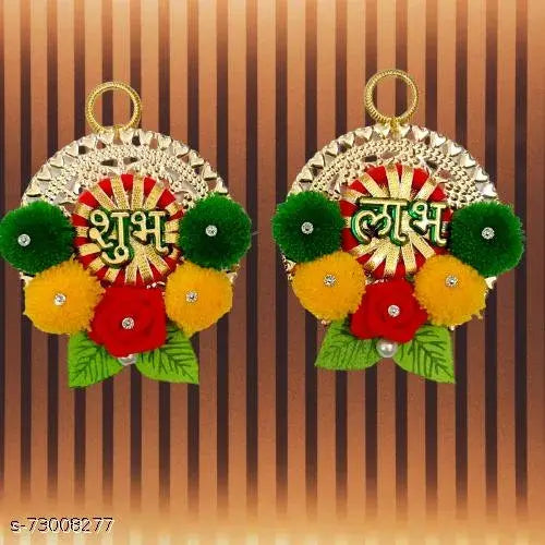 Decorated Metel Shubh Labh Latkan Hanging Hook Door/Wall Decoration.[4 X 3 Inch]