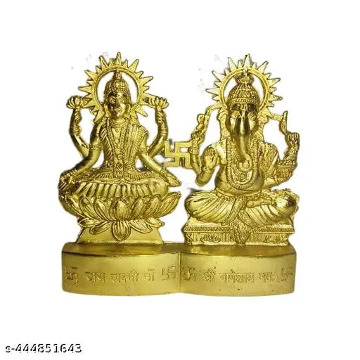 ANI DIVINE Pack of Lakshmi Ganesha Idol With Free Brass Diya Oil Lamp For Home Puja, Diwali, Navratri