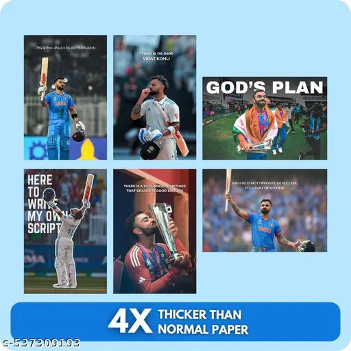 Virat Kohli Poster (Set of 40) | King of Cricket Virat Posters (15 x10 cm)4*6 Inches | Wall, Bedroom, Living room | Cricket Posters