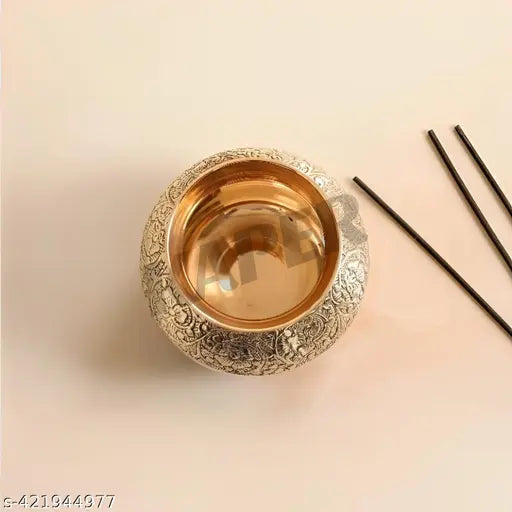 KAPER Kalash Lota for puja accessories Diwali Decorative Mandir or Temple Items Small Pooja Articles (3x3 Inches)