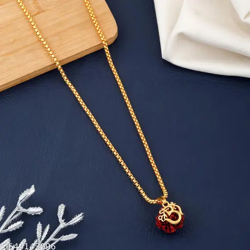 Shree om 5 mukhi Rudraksha locket with chain