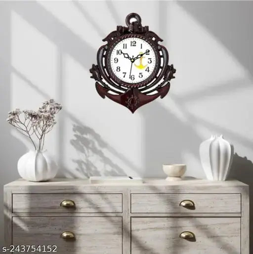 IRU Creation Premium Designer Decorative Anchor Shape Wall Clock (Multicolor, With Glass, Standard)