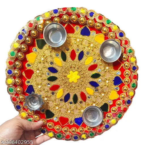 Handmade Decorative Thali Round Shape Pooja Thali