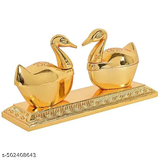 Double Duck Shape Haldi Kumkum Box for Home Pooja Decorative Items Chopda for Pooja and Gift Purpose 11 x 4 x 5 Centimeters Home Decor / Gift Items / Home Decor Items / Pooja Items